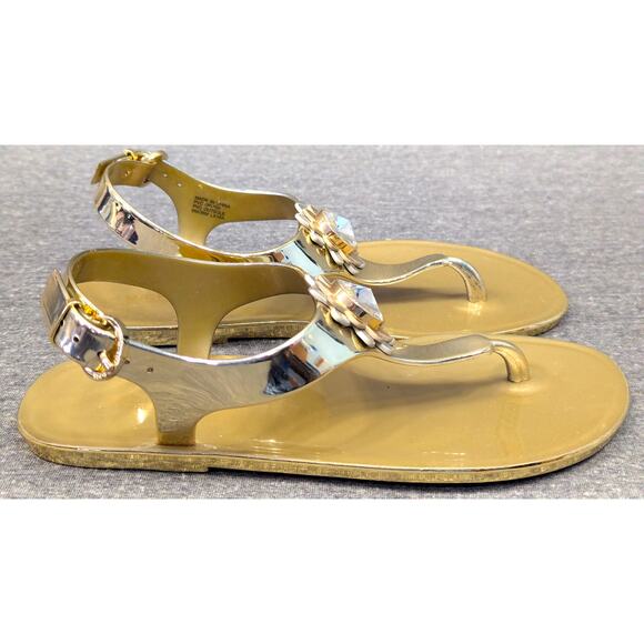 MICHAEL Michael Kors Shoes - MICHAEL MICHAEL KORS Sandals- Gold, Thong, Heel Strap, Floral Jewel, Size 6